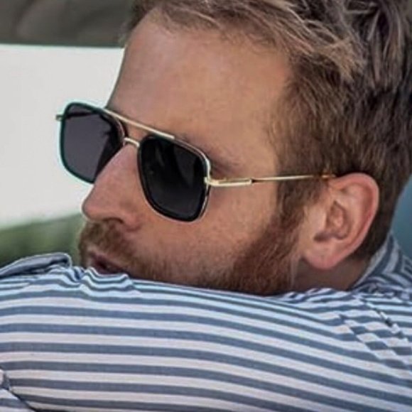 Luxury Square Aviator Fashion Gold Frame Retro Black Sunglasses For Men Women - Picture 6 of 8